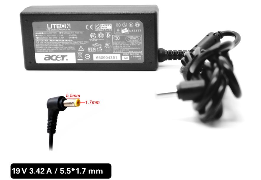 CARGADOR ACER 19V 3.42A 65W (5.5*1.7MM)